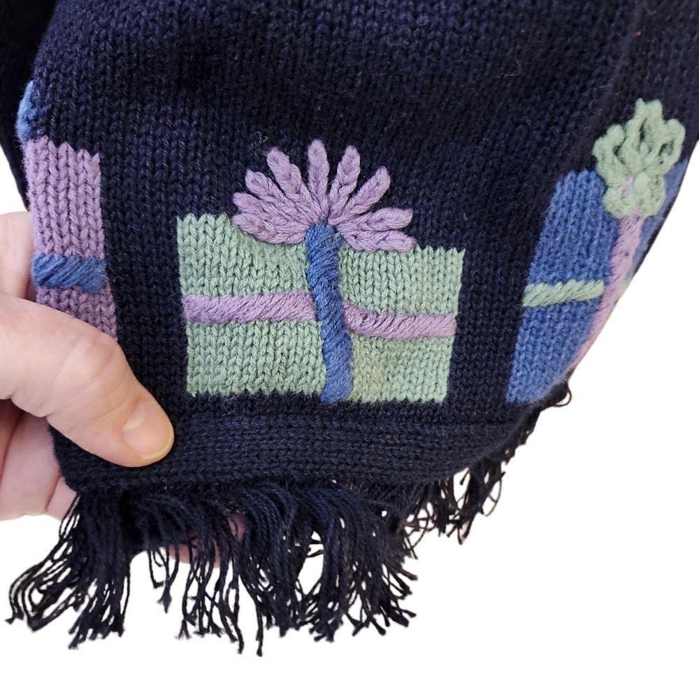 Christopher & Banks VTG Hand Embroidered Birthday Christmas cardigan sweater LG - Picture 9 of 12